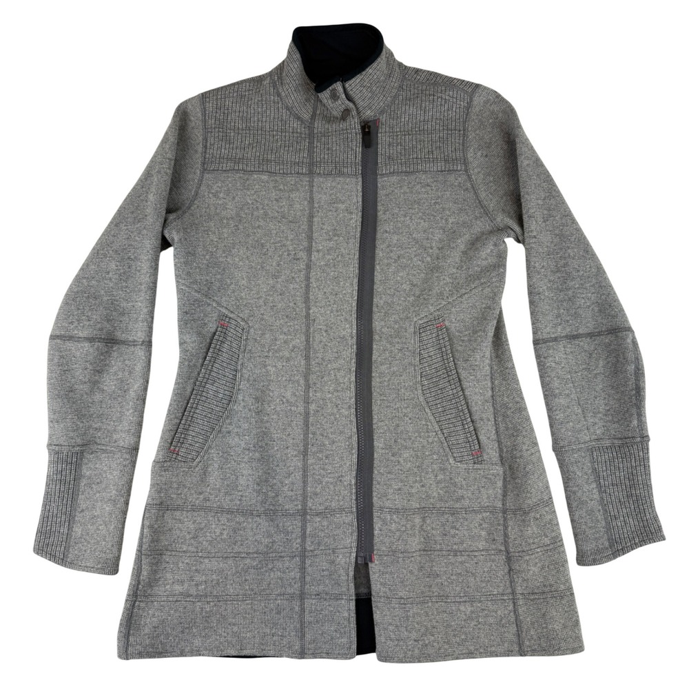 Title Nine Sweater Jacket Womens Medium Gray Wool Blend Asymmetrical Zip 470939